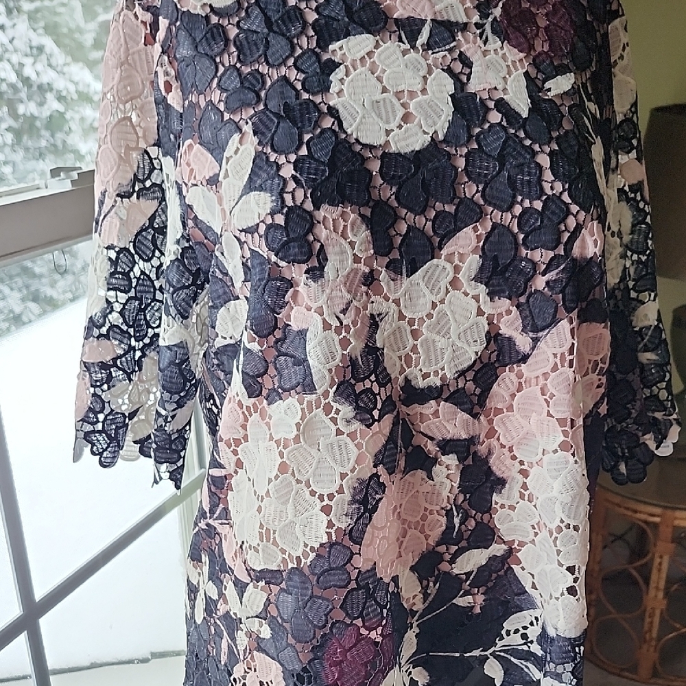 Floral Lace Shirt in Pink and Navy